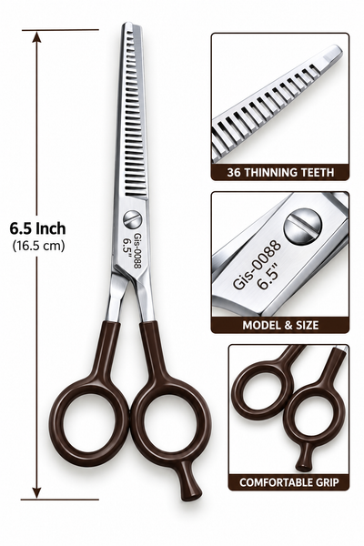 GIC-0088 6.5 Inch Professional Barber Thinning Scissors — 34 Teeth, CNC Precision — image 1