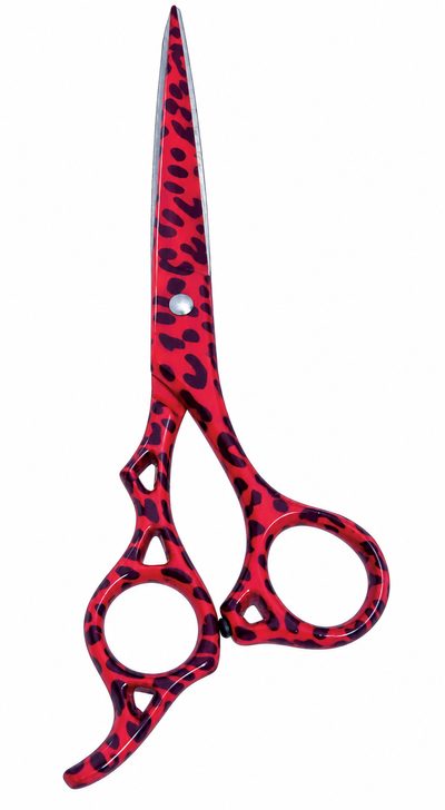 GIS-0022 Professional Hair Cutting Scissors, 6.5 Inch — 440C Steel & Red Leopard Pattern — image 3