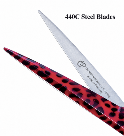 GIS-0022 Professional Hair Cutting Scissors, 6.5 Inch — 440C Steel & Red Leopard Pattern — image 4