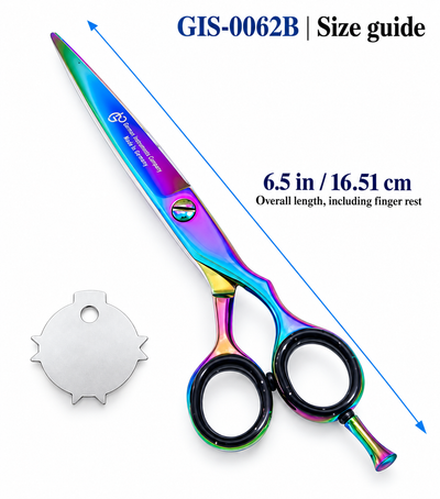GIS-0062B Professional Hair Cutting Scissors, 6.5 Inch — 440C Steel & Rainbow Finish — image 3