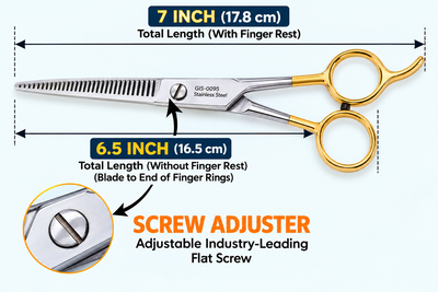 6.5 Inch Barber Thinning Scissors — German Stainless Steel, Flat Screw Adjuster & Finger Rest — image 1