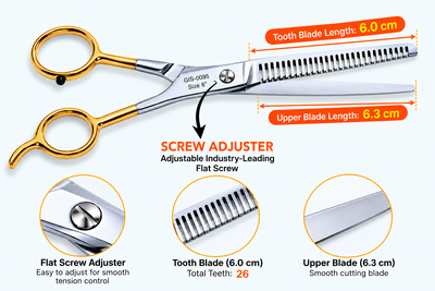 6 Inch Barber Thinning Scissors — German Stainless Steel, SuperCut & Finger Rest — image 1