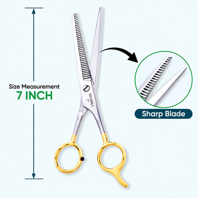 7 Inch Barber Thinning Scissors — Half Gold German Stainless Steel, SuperCut & Finger Rest — image 4