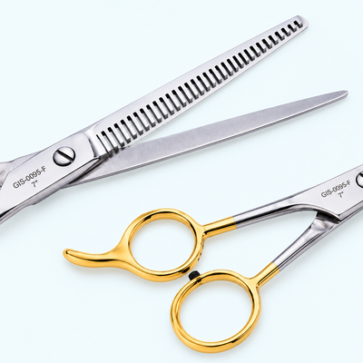 7 Inch Barber Thinning Scissors — Half Gold German Stainless Steel, SuperCut & Finger Rest — image 5