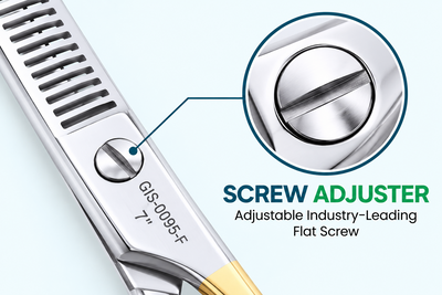 7 Inch Barber Thinning Scissors — Half Gold German Stainless Steel, SuperCut & Finger Rest — image 3