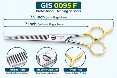 7 Inch Barber Thinning Scissors — Half Gold German Stainless Steel, SuperCut & Finger Rest — image 1