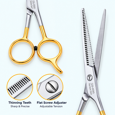 6.5 Inch Barber Thinning Scissors — German Stainless Steel, Flat Screw Adjuster & Finger Rest — image 3
