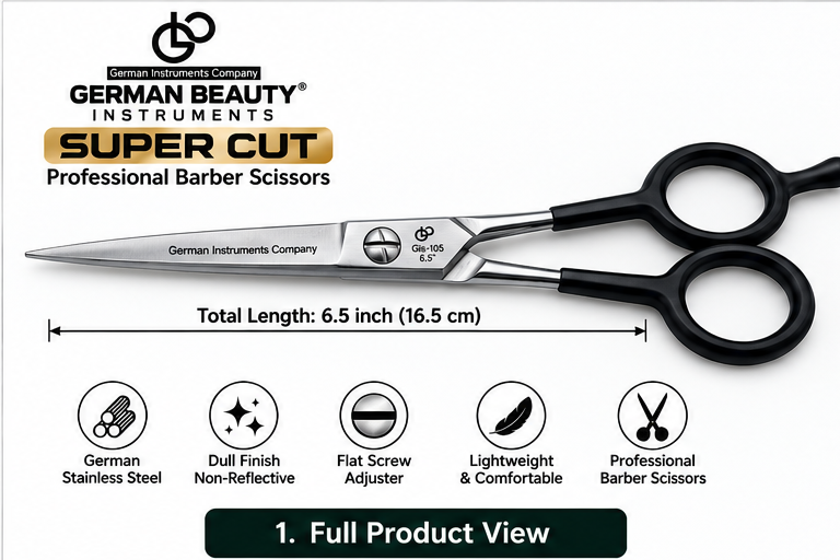 GIS-105 6.5 Inch Premium SuperCut Professional Barber Hair Cutting Scissors