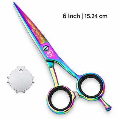 GIS-106 Professional Hair Cutting Scissors, 6 Inch — 440C Steel & Rainbow Finish — image 3