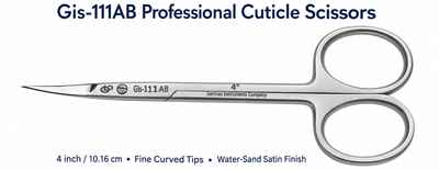 GIS-111AB Professional Cuticle Scissors — 4 Inch, Fine Curved Blade, Water-Sand Finish — image 5