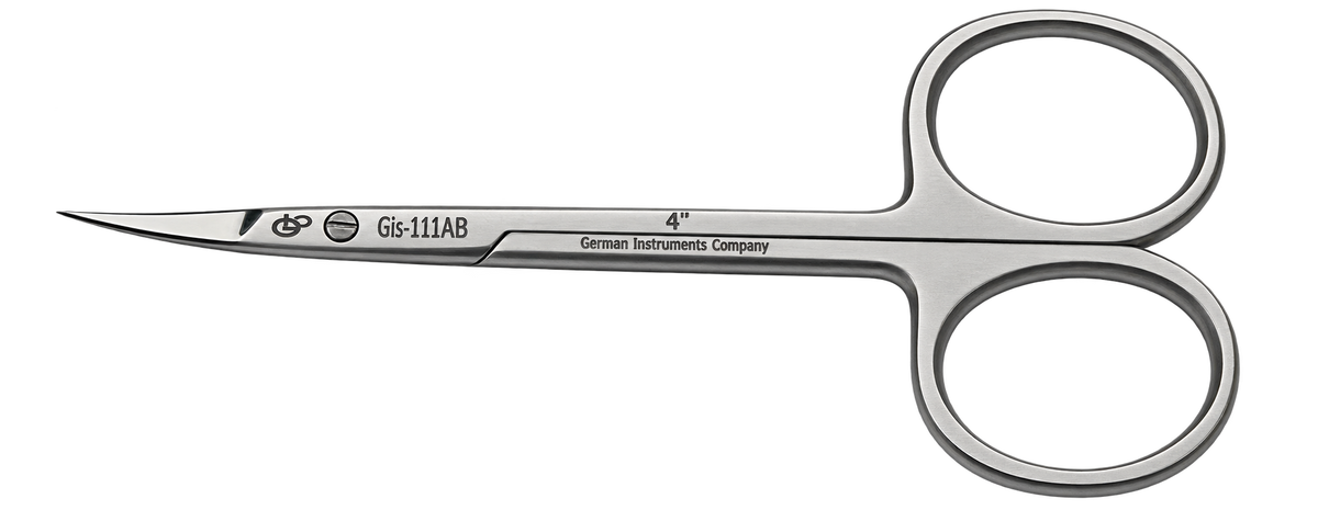 GIS-111AB Professional Cuticle Scissors — 4 Inch, Fine Curved Blade, Water-Sand Finish