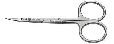 GIS-111AB Professional Cuticle Scissors — 4 Inch, Fine Curved Blade, Water-Sand Finish — image 1