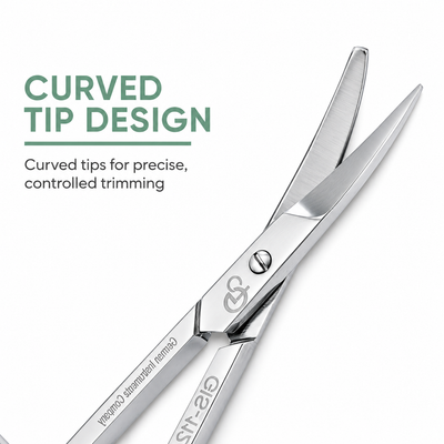 GIS-112-B Curved Tip Cuticle Scissors — Wide Handle, Mirror Polish — image 3