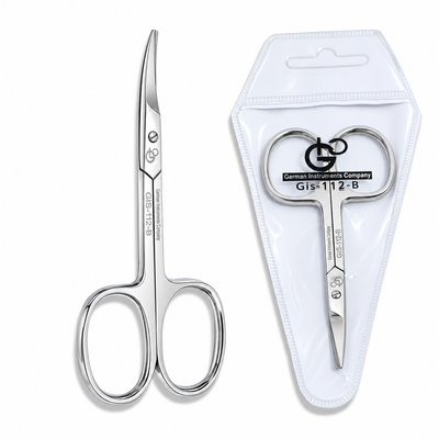 GIS-112-B Curved Tip Cuticle Scissors — Wide Handle, Mirror Polish — image 4