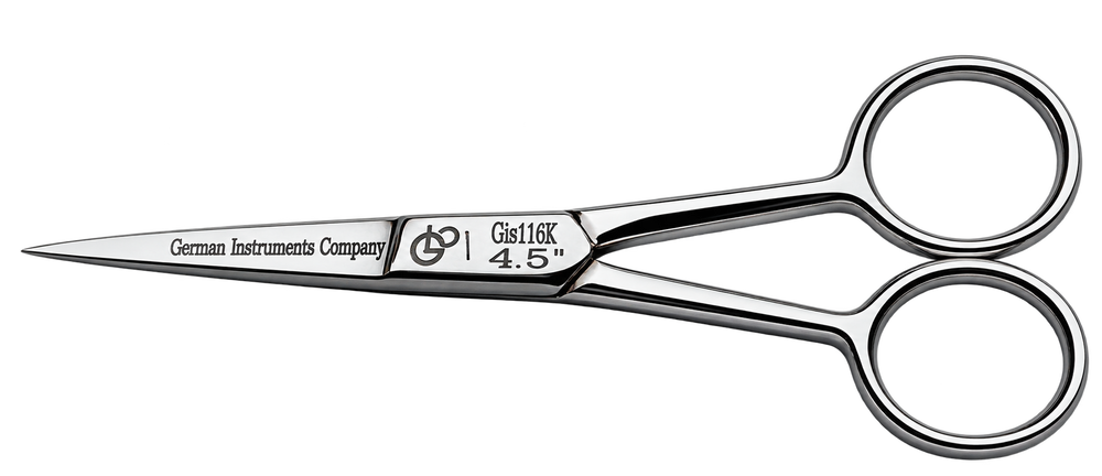 GIS-116K Professional Cuticle & Hair Cutting Scissors — 4.5 Inch, Straight, Polished