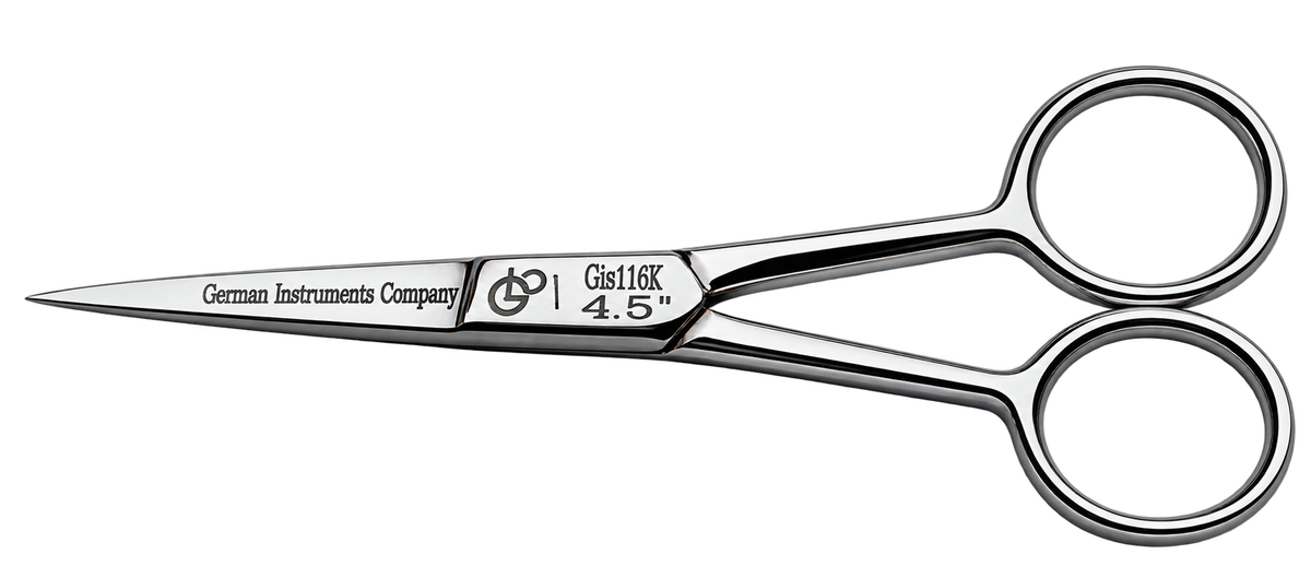 GIS-116K Professional Cuticle & Hair Cutting Scissors — 4.5 Inch, Straight, Polished