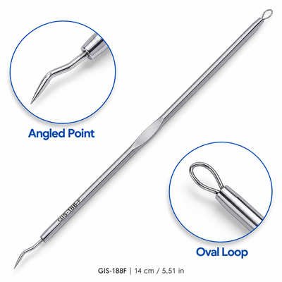 Elbow Design Blackhead Extractor with Oval Loop – 14 cm | GIS-188F — image 3