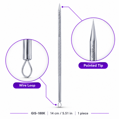 GIS-188K 14 cm Blackhead Extractor – Wire Loop & Fixed Pointed Tip — image 2