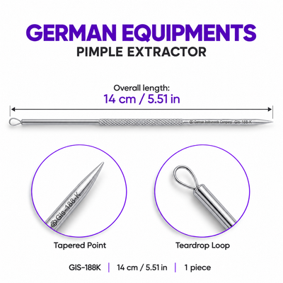 GIS-188K 14 cm Blackhead Extractor – Wire Loop & Fixed Pointed Tip — image 5
