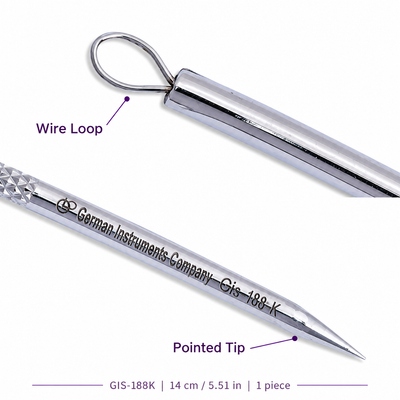 GIS-188K 14 cm Blackhead Extractor – Wire Loop & Fixed Pointed Tip — image 6