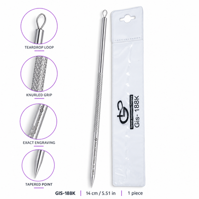 GIS-188K 14 cm Blackhead Extractor – Wire Loop & Fixed Pointed Tip — image 7