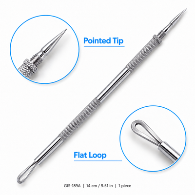GIS-189A 14 cm Blackhead Extractor – Flat Loop & Pointed Tip — image 3