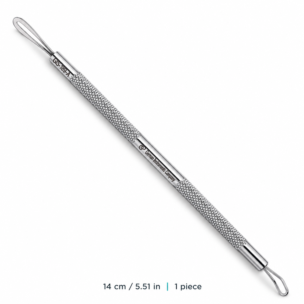 GIS-189A2 14 cm Double-Loop Blackhead Extractor – Flat & Wire Loops