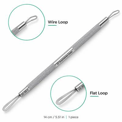 GIS-189A2 14 cm Double-Loop Blackhead Extractor – Flat & Wire Loops — image 2
