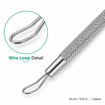 GIS-189A2 14 cm Double-Loop Blackhead Extractor – Flat & Wire Loops — image 4