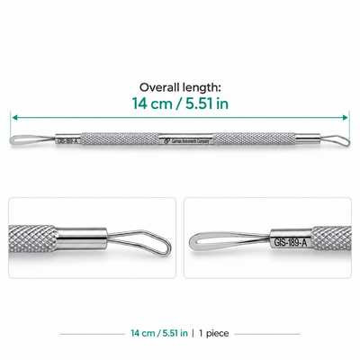 GIS-189A2 14 cm Double-Loop Blackhead Extractor – Flat & Wire Loops — image 5