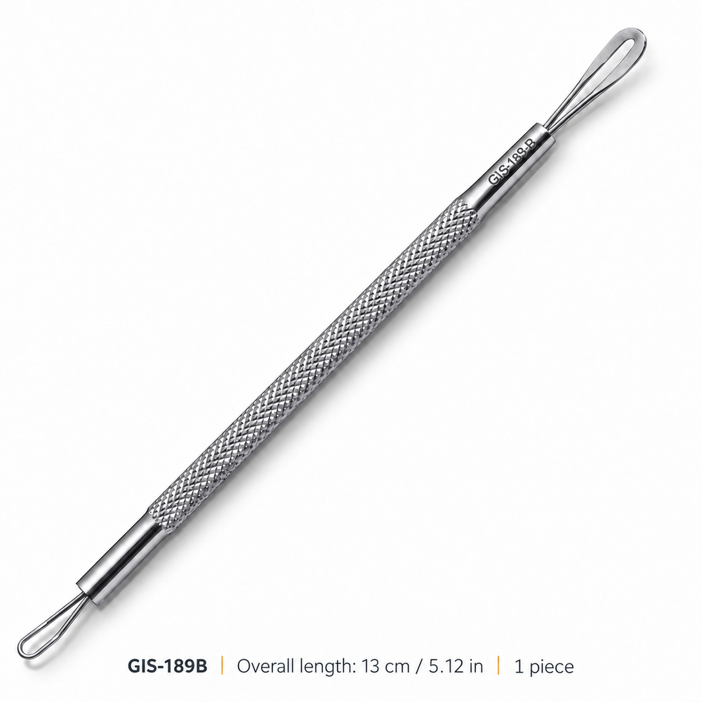 GIS-189B 13 cm Double-Loop Blackhead Extractor – Flat & Fine Wire Loops