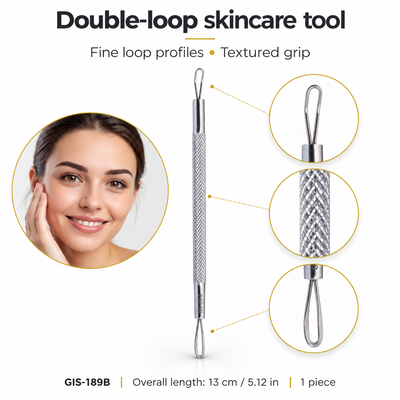GIS-189B 13 cm Double-Loop Blackhead Extractor – Flat & Fine Wire Loops — image 2