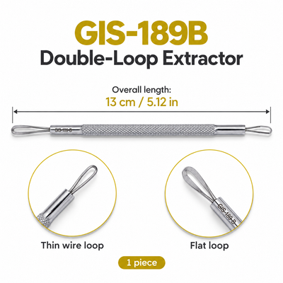 GIS-189B 13 cm Double-Loop Blackhead Extractor – Flat & Fine Wire Loops — image 5