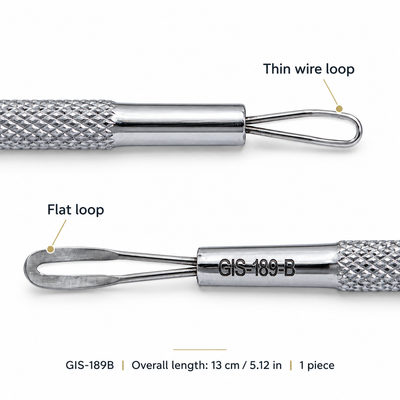 GIS-189B 13 cm Double-Loop Blackhead Extractor – Flat & Fine Wire Loops — image 6