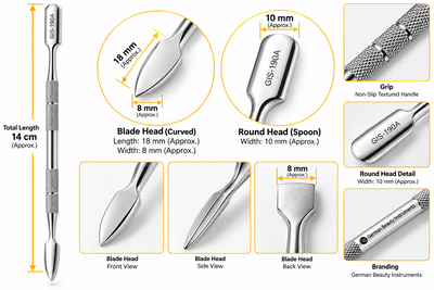 GIS-190A Premium Quality Double-Ended Nail Pusher — Spoon Manicure Tool — image 3