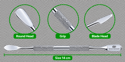 GIS-190C Premium Quality Nail Pusher — Knife Blade & Spoon Manicure Tool — image 4