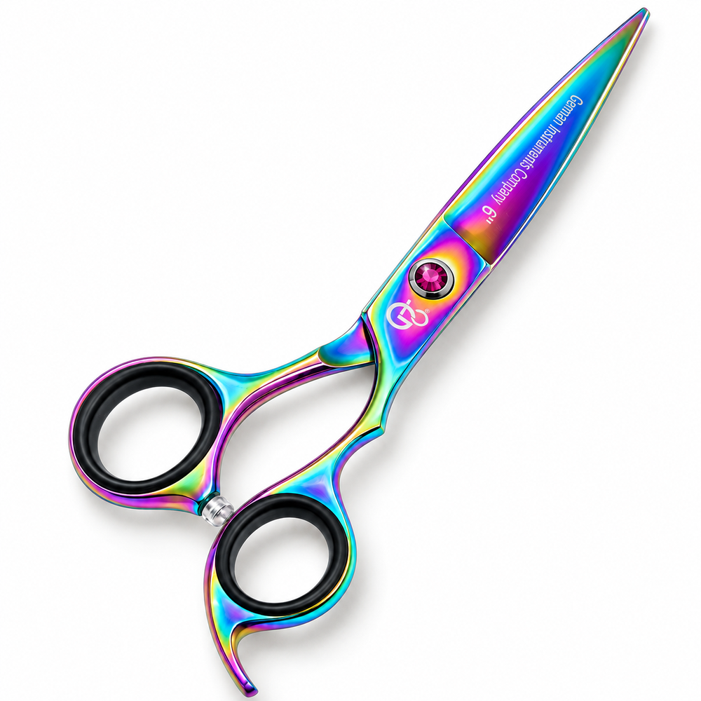 GIS-209 Professional Hair Cutting Scissors, 6.5 Inch — 440C Steel & Rainbow Finish