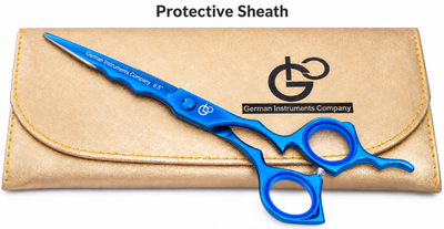 GIS-254 Professional Hair Cutting Scissors, 6.5 Inch — 440C Steel & Blue Finish — image 9