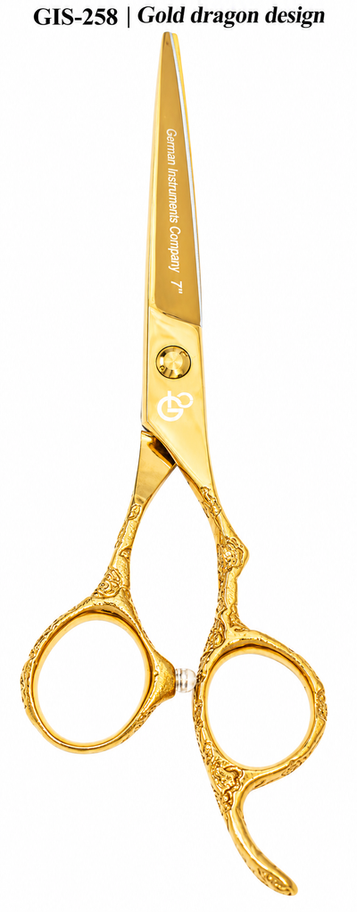 GIS-258 Professional Hair Cutting Scissors — 440C Steel & Gold Dragon Handle — image 3