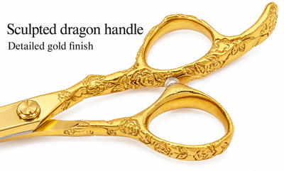 GIS-258 Professional Hair Cutting Scissors — 440C Steel & Gold Dragon Handle — image 6