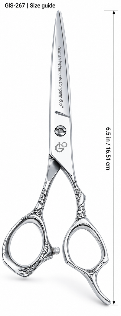 GIS-267 Professional Hair Cutting Scissors, 6.5 Inch — 440C Steel & Silver Dragon Handle — image 3