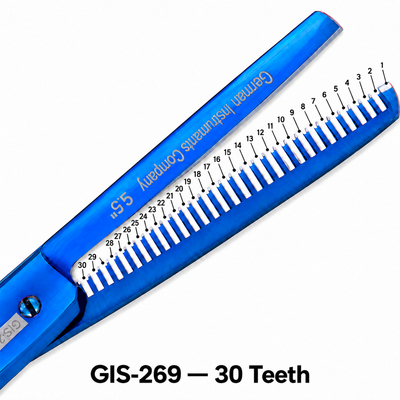 GIS-269 Professional Thinning Scissors, 6.5 Inch — Polished Blue Finish — image 3