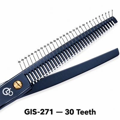 GIS-271 Professional Thinning Scissors, 6.5 Inch — Dark Polish & Gold Adjuster — image 3