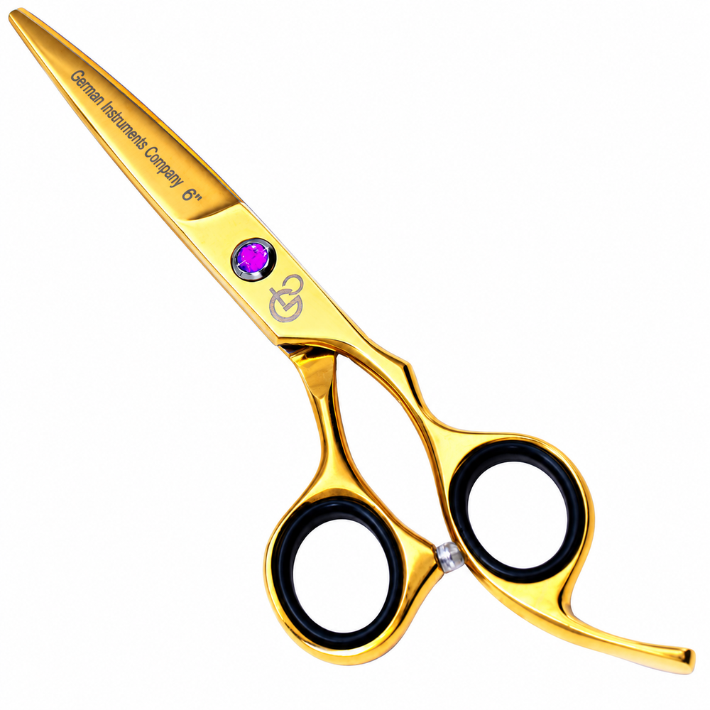 GIS-276BR Professional Hair Cutting Scissors — 440C Steel & Gold Finish