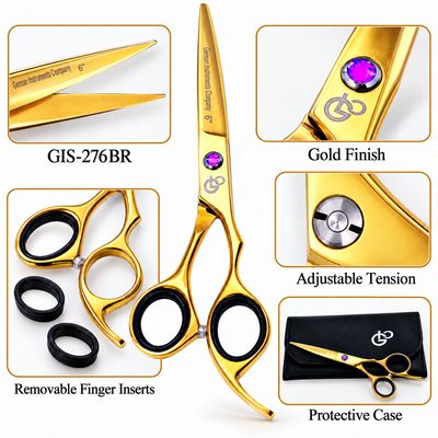 GIS-276BR Professional Hair Cutting Scissors — 440C Steel & Gold Finish — image 2
