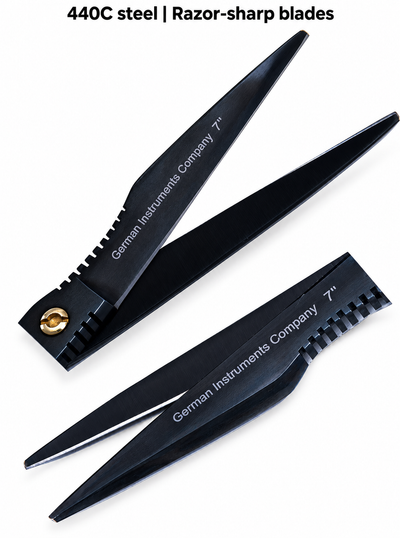 GIS-282 Professional Hair Cutting Scissors, 7 Inch — 440C Steel & Black Finish — image 5