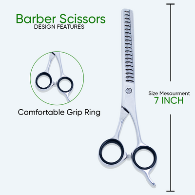 7 Inch Barber Thinning Scissors — Sharp Blade, Screw Adjuster, Rubber Silencer & Finger Rest — image 1