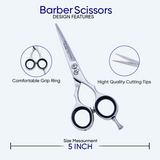 Hair Cutting Scissors Professional - 6.5 Inch Stainless Steel Barber Scissors with Adjustment Screw & Finger Rest 