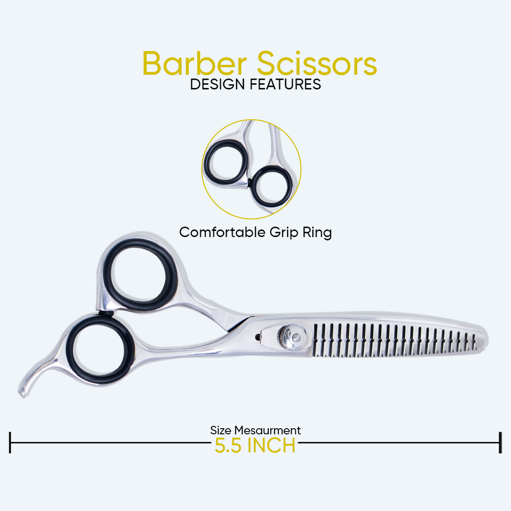 GIS-0004(JN) Barber Thinning Scissors, 5.5 Inch — Polished Finish