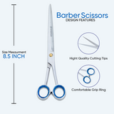 8.5 Inch Barber Shears Scissors with Fine Adjuster  & Rubber Silencer